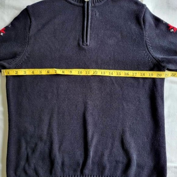 1/4 zip, navy sweater with snowflakes by Karen Scott - Picture 10 of 10